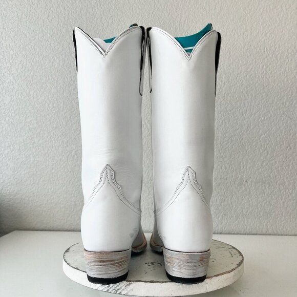 Lane EMMA JANE Womens Cowboy Boots 9.5 Matte White Western Cowgirl Mid Calf Tall - Picture 3 of 14